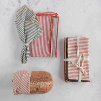 Creative Co-Op Summertime Linen Stripe Napkin Set (4 Assorted Colors)