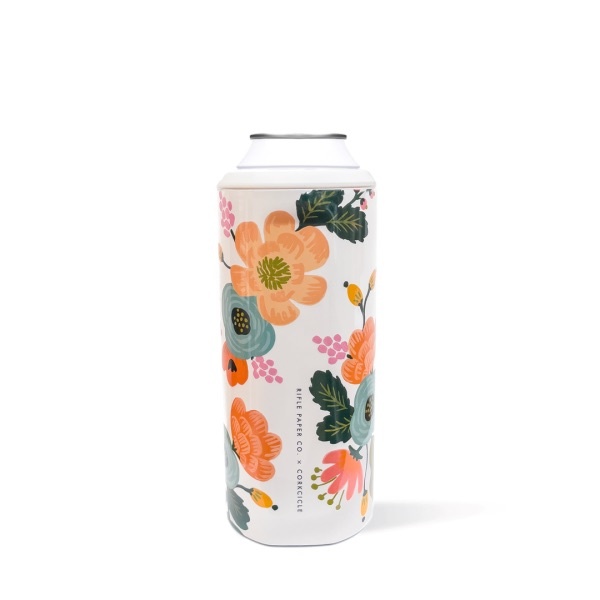 Corkcicle - CO Corkcicle / Rifle Paper Co. - Cream  Lively Floral Slim Can Cooler