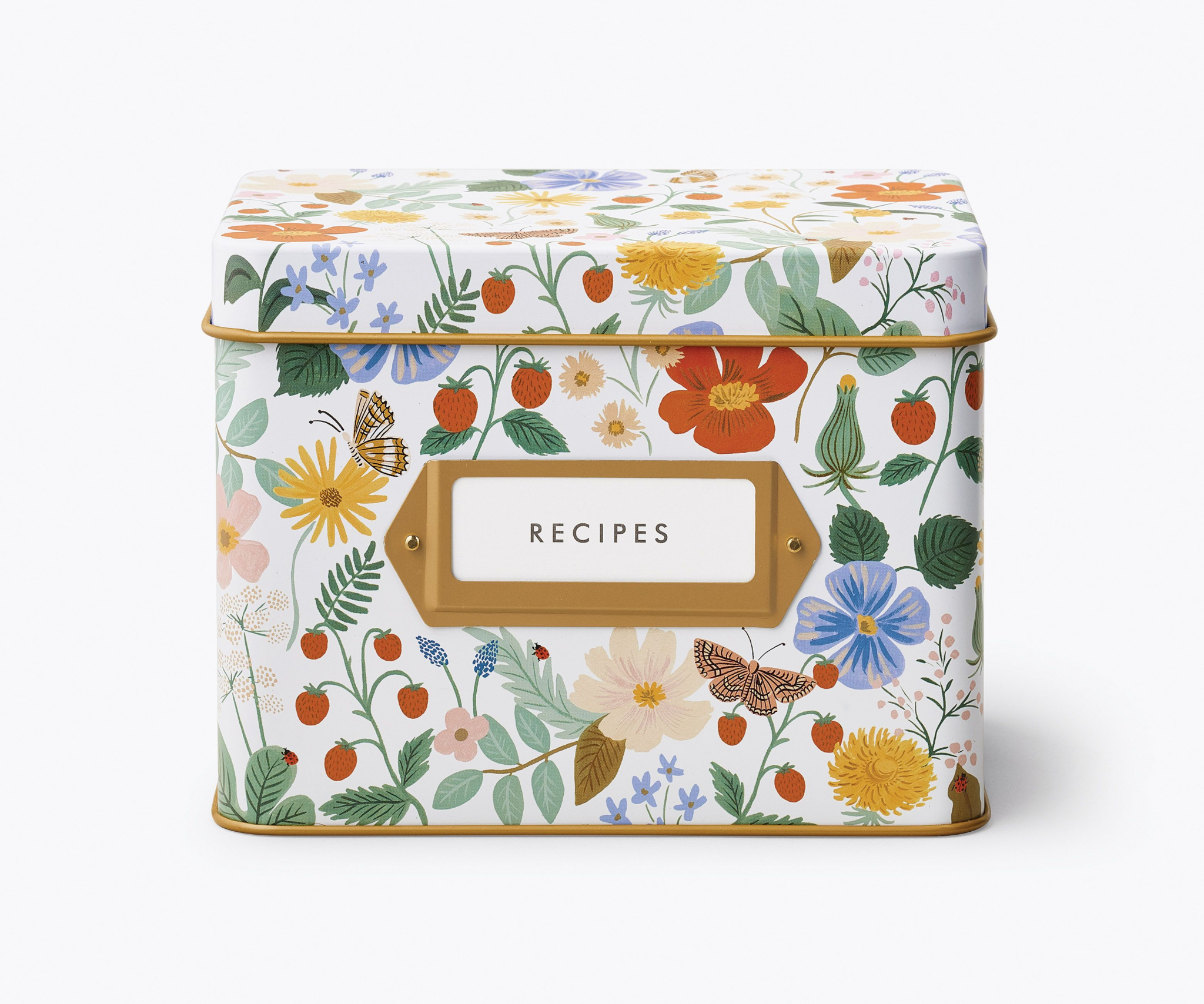 Rifle Paper Co - RP RP HGRC - Strawberry Fields Tin Recipe Box