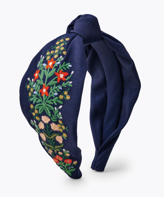 Rifle Paper Co - RP Rifle Paper Co. - Navy Lottie Embroidered Knotted Headband