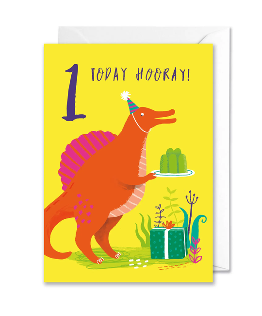 Middle Mouse - MIM Spinosaur 1st Birthday Card
