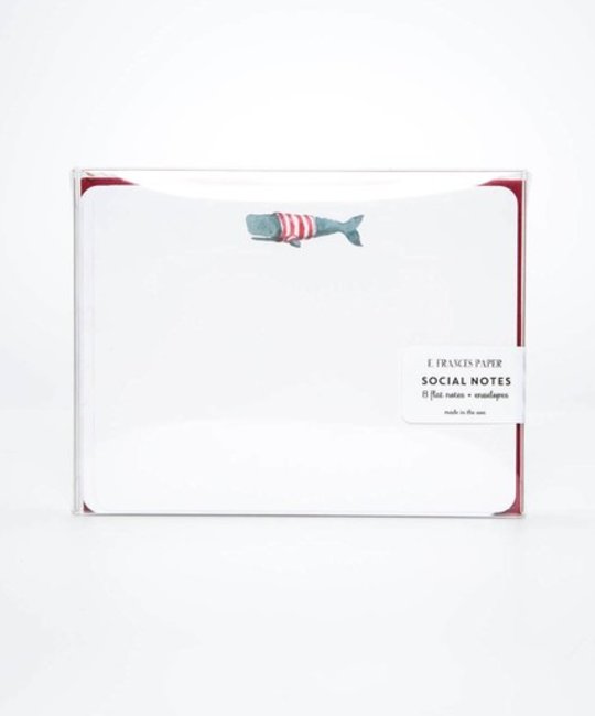 E. Frances Paper Studio - EF EF NSBL - Frankie Stripey Whale Flat Box Note Set, Set of 8