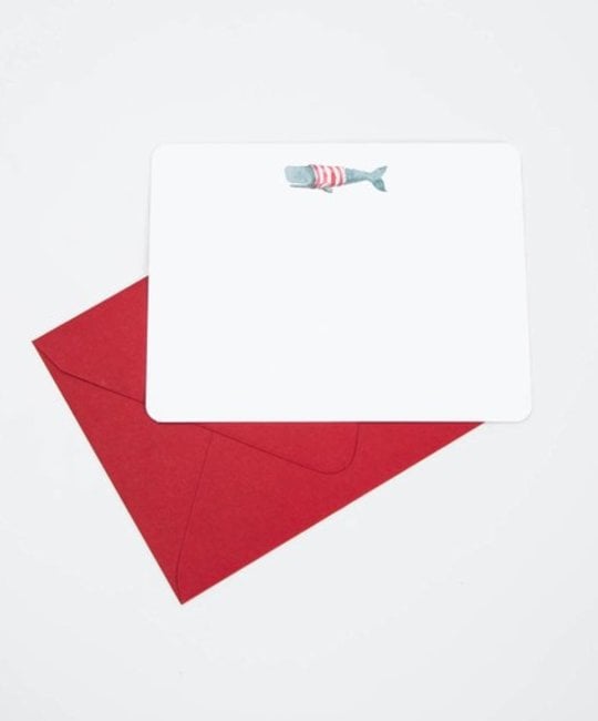 E. Frances Paper Studio - EF EF NSBL - Frankie Stripey Whale Flat Box Note Set, Set of 8