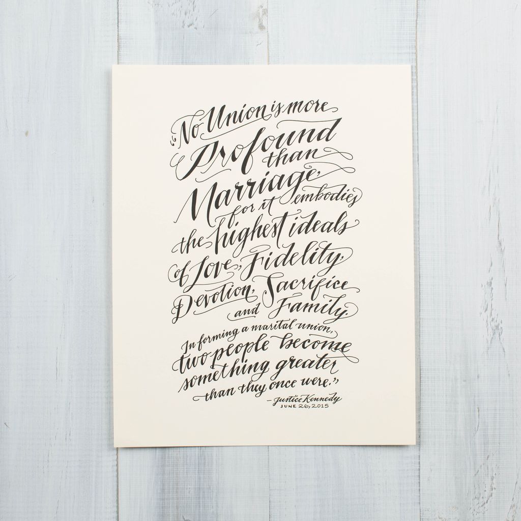 Ladyfingers Letterpress - LF Hand Lettered Marriage Equality Print