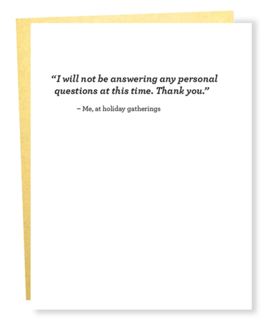 Sapling Press - SAP Almost Famous: Personal Questions Holiday Card