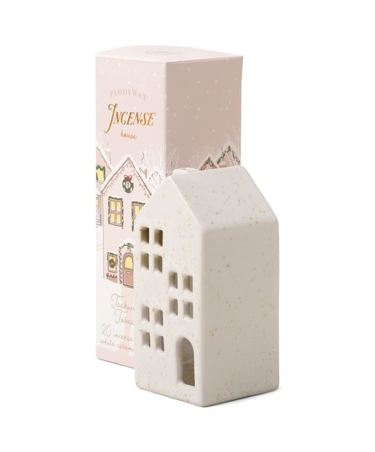 Paddywax - PA Ceramic White House Incense Holder, Teakwood Tobacco