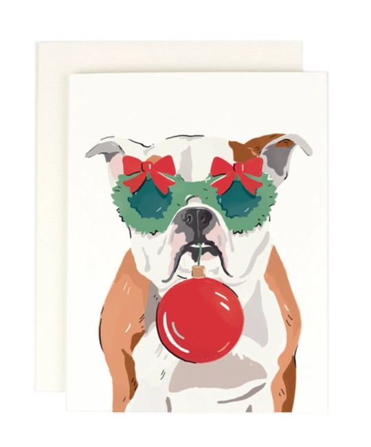 Amy Heitman Illustration - AHI Amy Heitman Illustration - English Bulldog Ornament Holiday Card