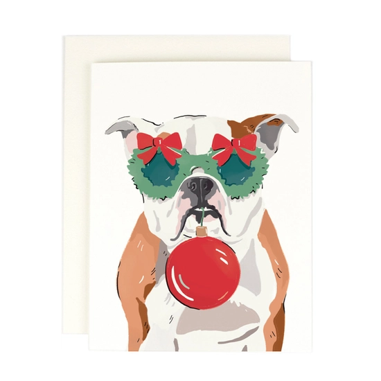 Amy Heitman Illustration - AHI Amy Heitman Illustration - English Bulldog Ornament Holiday Card