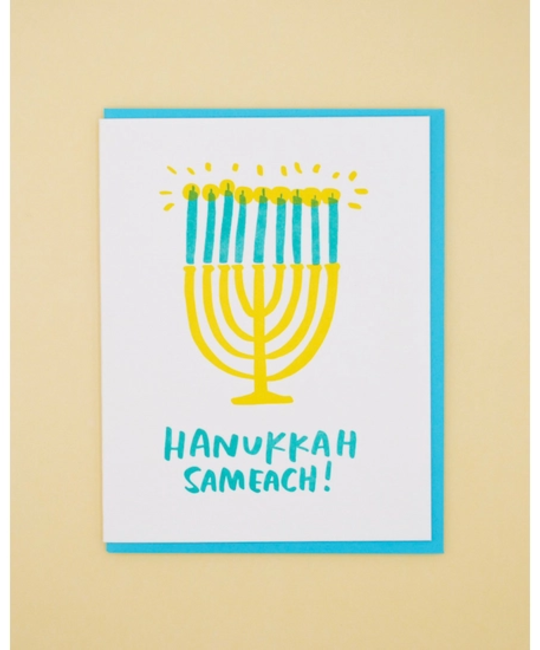 and Here We Are - AHW Hanukkah Sameach Menorah Card