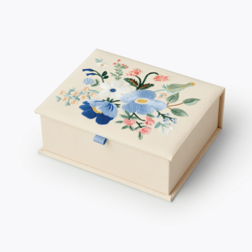 Rifle Paper Co - RP Rifle Paper Co. - Garden Party Blue Embroidered Medium Keepsake Box