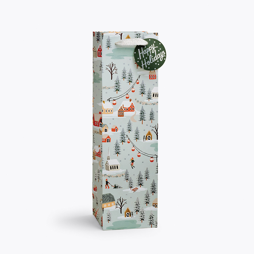 Rifle Paper Co - RP Rifle Paper Co - Holiday Village Wine Gift Bag