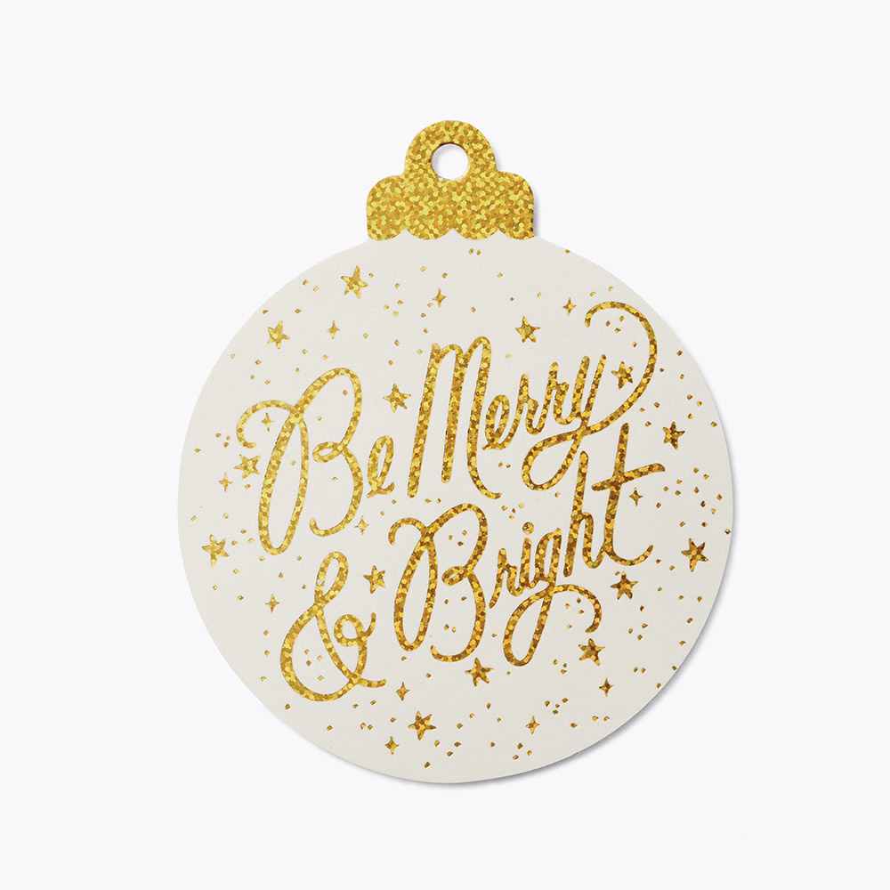 Rifle Paper Co - RP Rifle Paper Co - Merry & Bright Ornament Die-Cut Gift Tags, Set of 8