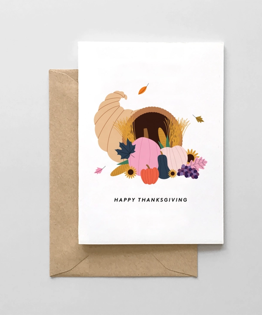 Spaghetti & Meatballs - SAM Happy Thanksgiving Cornucopia - Thanksgiving Card