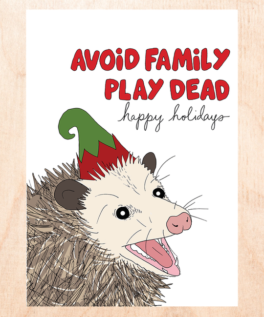 FINEASSLINES - FIN Avoid Family, Play Dead Holiday Card
