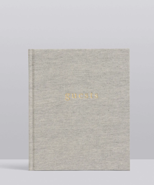 Write To Me Guest. Guest Book, Grey Linen