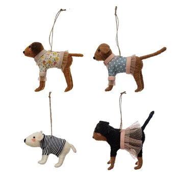 Creative Co-Op - CCO Felt Dog Ornament in Shirts and Skirts (Assorted Styles)