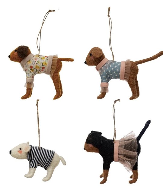 Creative Co-Op - CCO Felt Dog Ornament in Shirts and Skirts (Assorted Styles)