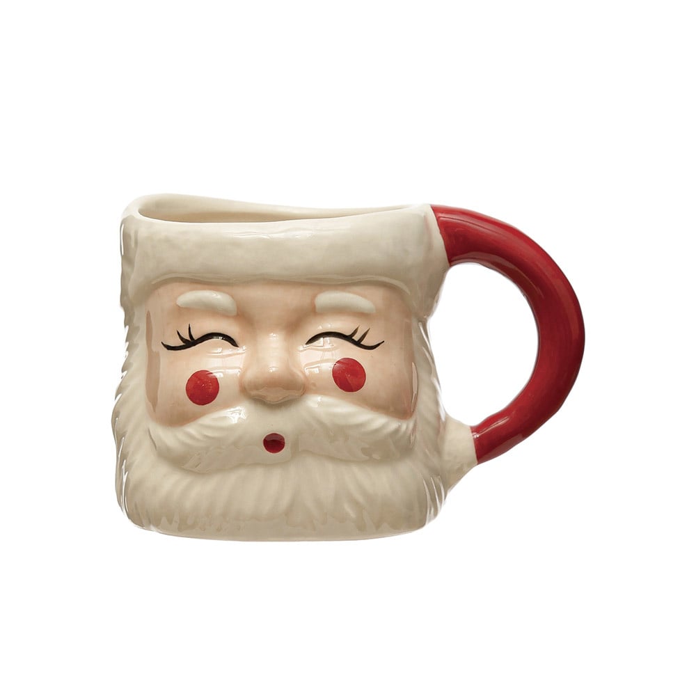 Creative Co-Op - CCO Hand-Painted Stoneware 12oz Santa Mug