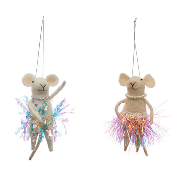 Creative Co-Op - CCO Felt Mouse Ornament in Pearls and Party Skirts