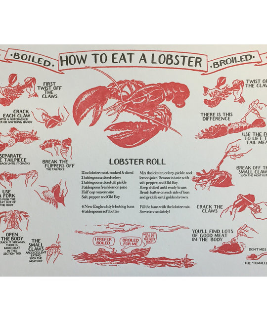 Big Wheel Press - BWP How To Eat a Boiled Lobster Print, 8" x 10"
