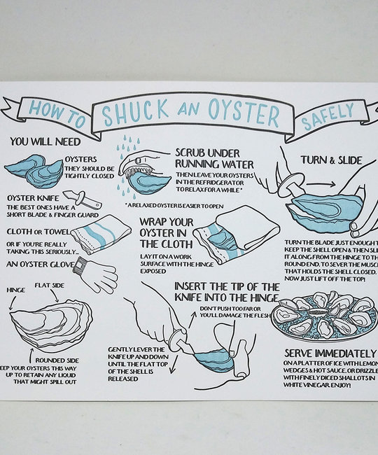 Big Wheel Press - BWP How to Shuck an Oyster Print, 8" x 10"