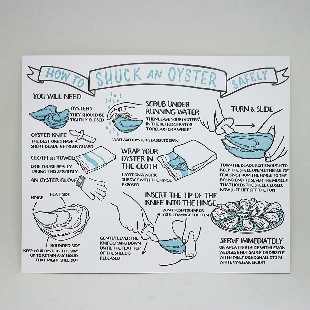 Big Wheel Press - BWP How to Shuck an Oyster Print, 8" x 10"