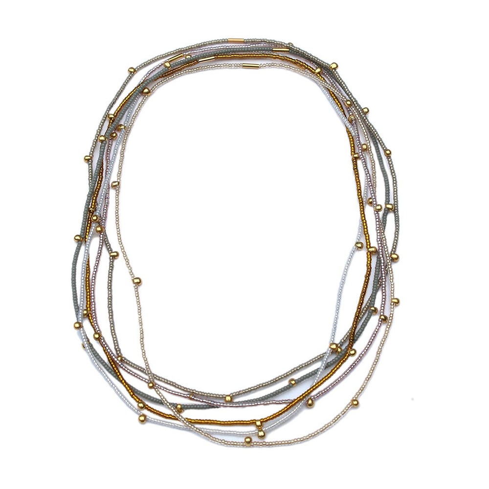 Bluma Project - BLP Cali Beaded Choker Necklace Set, Metallic