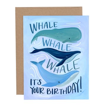One Canoe Two Letterpress - OC 1 canoe 2 - Birthday Whales Card