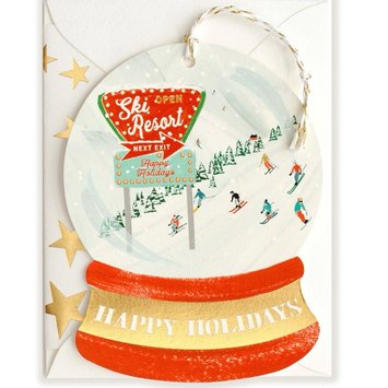 The First Snow - FIS FISGCHO0014 - Snow Globe Ski Resort Holiday Card