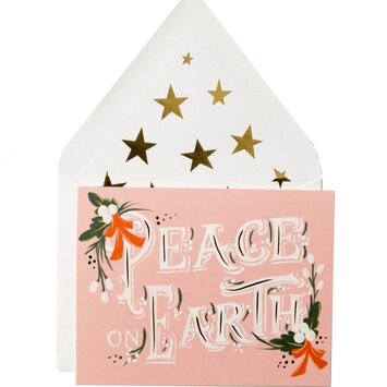 The First Snow - FIS FISGCHO0014 - Peace on Earth, Blush Holiday Card