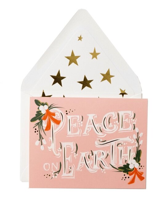 The First Snow - FIS FISGCHO0014 - Peace on Earth, Blush Holiday Card