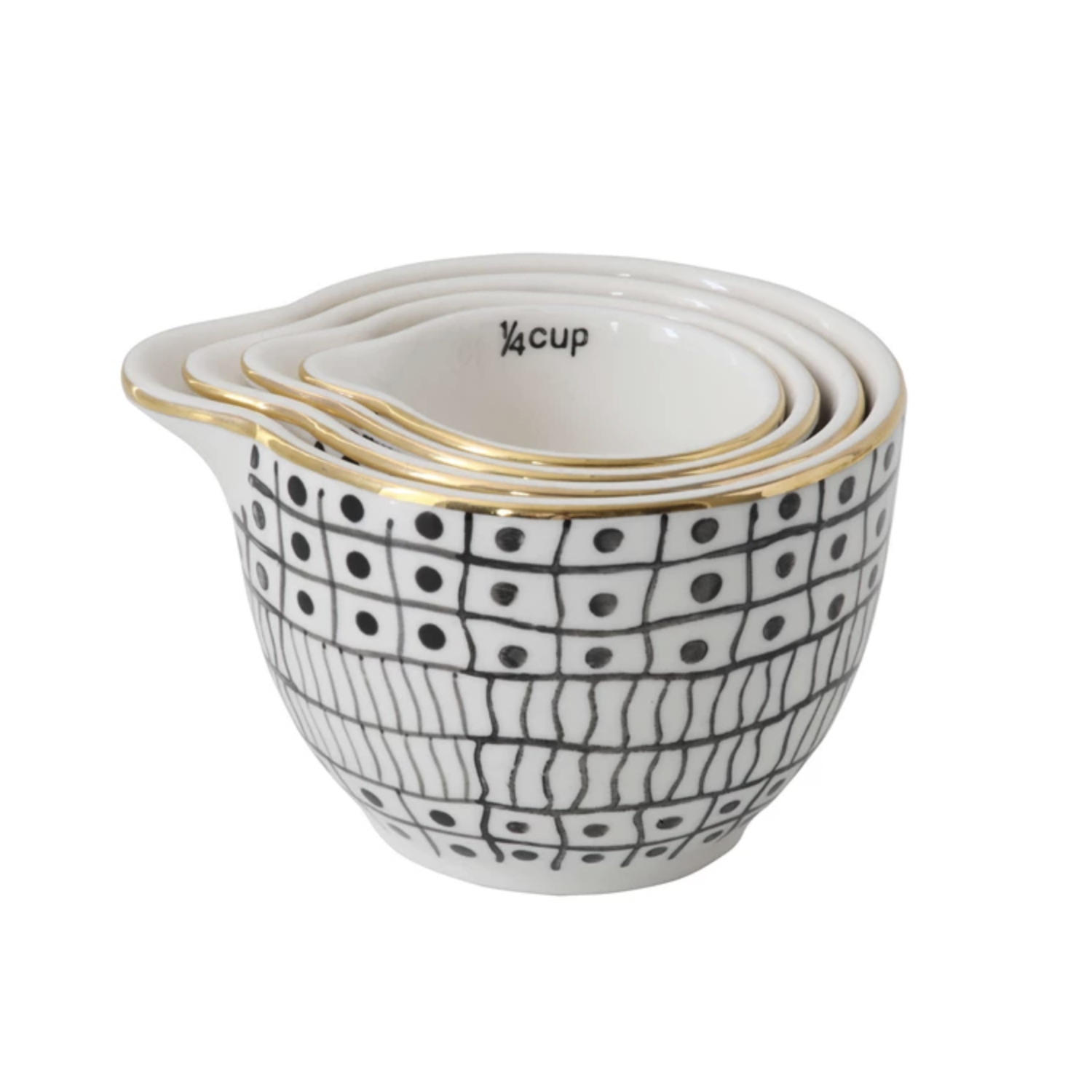 Creative Co-Op - CCO Stoneware Measuring Cups with Pattern