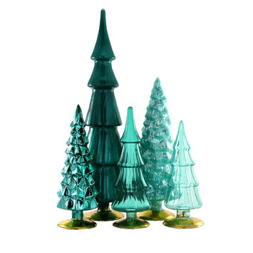 Cody Foster - COF Set of 5 Glass Hue Trees, Teal
