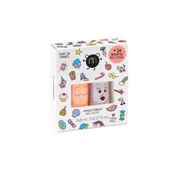 Nailmatic - NAI Nailmatic - Nail Polish + Nail Sticker Set, Crac (peach/purple glitter)