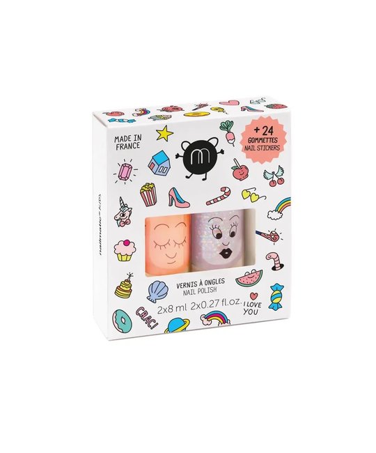 Nailmatic - NAI Nailmatic - Nail Polish + Nail Sticker Set, Crac (peach/purple glitter)