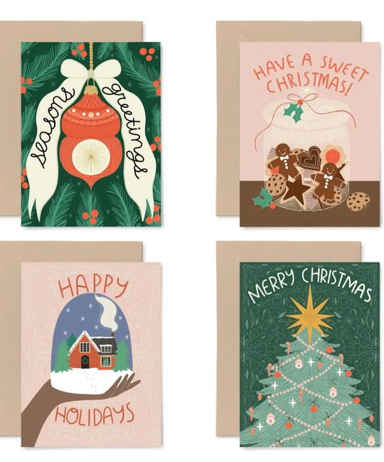 Gingiber - GIN Mixed Box Set of 8 Holiday Traditions Cards