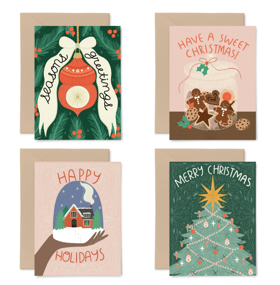 Gingiber - GIN Mixed Box Set of 8 Holiday Traditions Cards