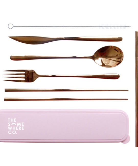 The Somewhere Co. Take Me Away Cutlery Kit, Rose Gold