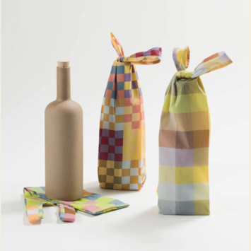 Baggu - BA Baggu Checks-On-Checks Wine Baggu Set of 3