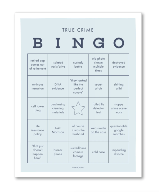 Tiny Hooray - TIH (formerly Little Goat, LG) True Crime Bingo Notepad