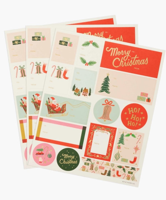 Rifle Paper Co - RP Rifle Paper Co. - Deck The Halls Stickers & Labels, 3 Sheets