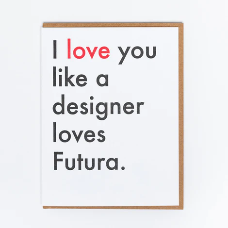 Lady Pilot Letterpress - LPL Futura Love Card