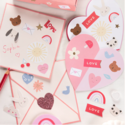 Meri Meri - MEM Heart Concertina Valentine Cards with Stickers, set of 12