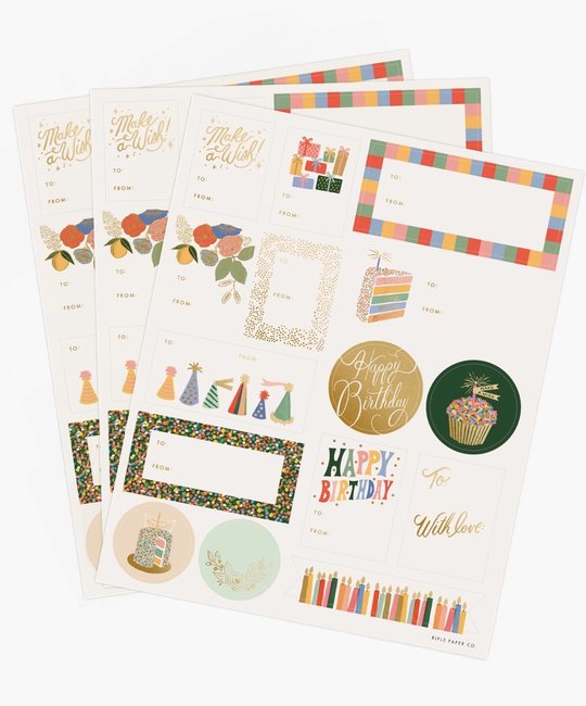 Rifle Paper Co - RP Rifle Paper Co - Birthday Cake Stickers & Labels, Pack of 3