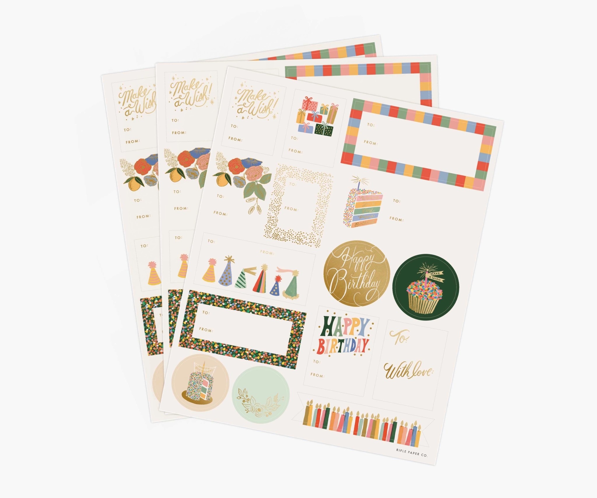 Rifle Paper Co - RP Rifle Paper Co - Birthday Cake Stickers & Labels, Pack of 3
