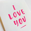 Gus and Ruby Letterpress - GR Gus & Ruby Letterpress - I Love You (neon pink) card