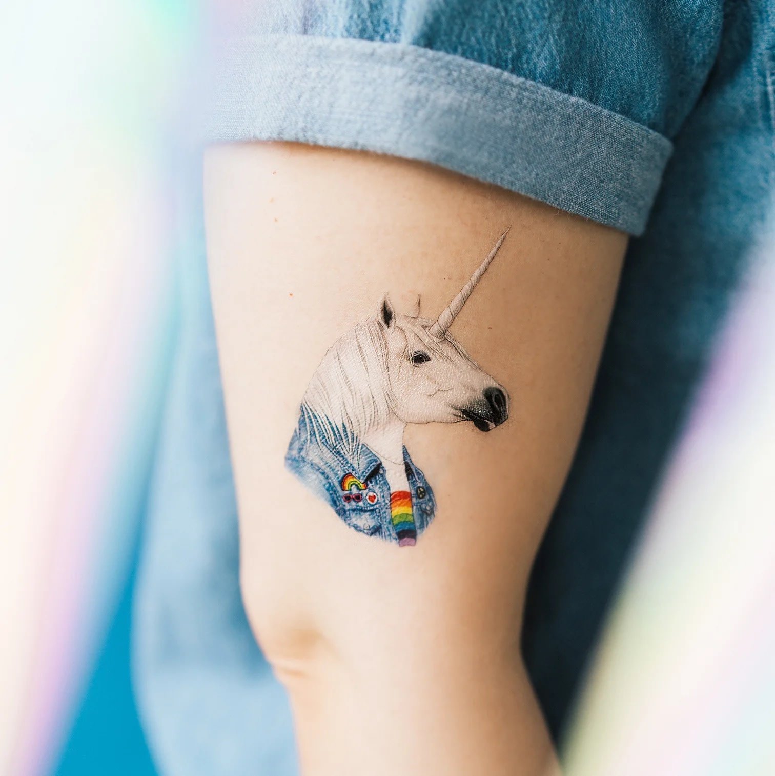 removable tattoos unicorn cow head large 8.25
