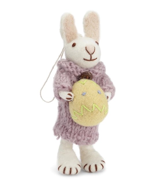 Gry & Sif - GS Gry & Sif - Felt Bunny, Purple Dress with Egg