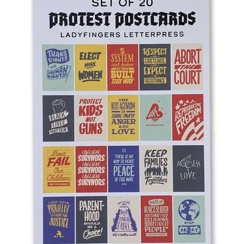 Ladyfingers Letterpress - LF Ladyfingers Letterpress - Protest Postcard Pack, Set of 20 Protest Postcards