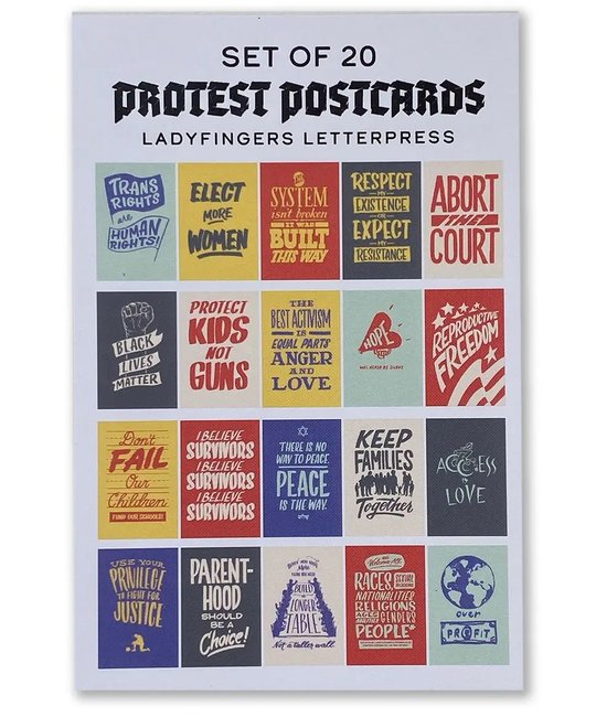 Ladyfingers Letterpress - LF Ladyfingers Letterpress - Protest Postcard Pack, Set of 20 Protest Postcards